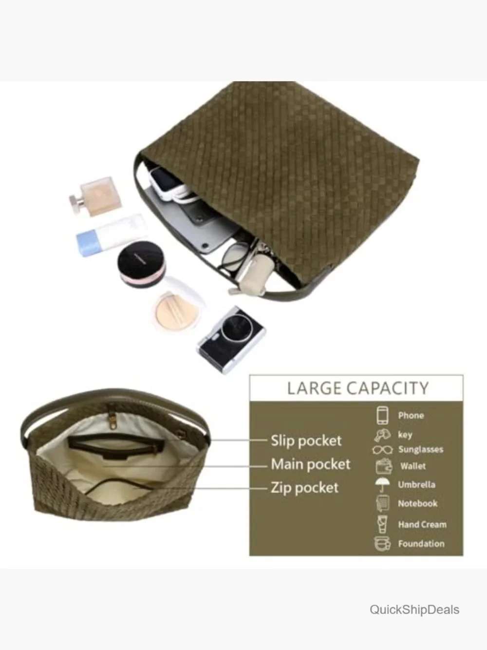 Woven Suede Shoulder Bag Hobo Tote Crossbody Purse